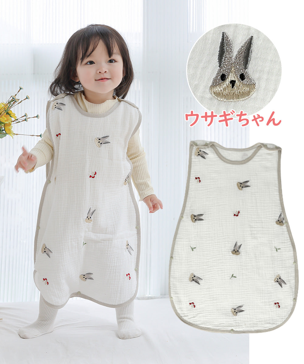 BRILBE スリーパー キッズ ガーゼ 4重 6重 通年用 有機コットン 保温性 通気性抜群 柔らかく お昼寝