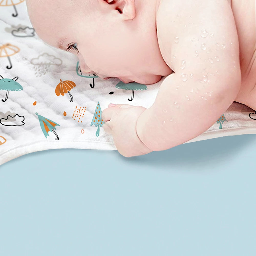 BRILBE 2枚組 ベビーバスタオル ガーゼ タオル バスタオル ガーゼケット 6重ガーゼ 110×110cm 天然有機コットン 湯上り 沐浴ガーゼ ドラーケット 吸水性 瞬間乾き 敏感肌用 赤ちゃん キッズ 子供 新生児に 出産祝い 大判