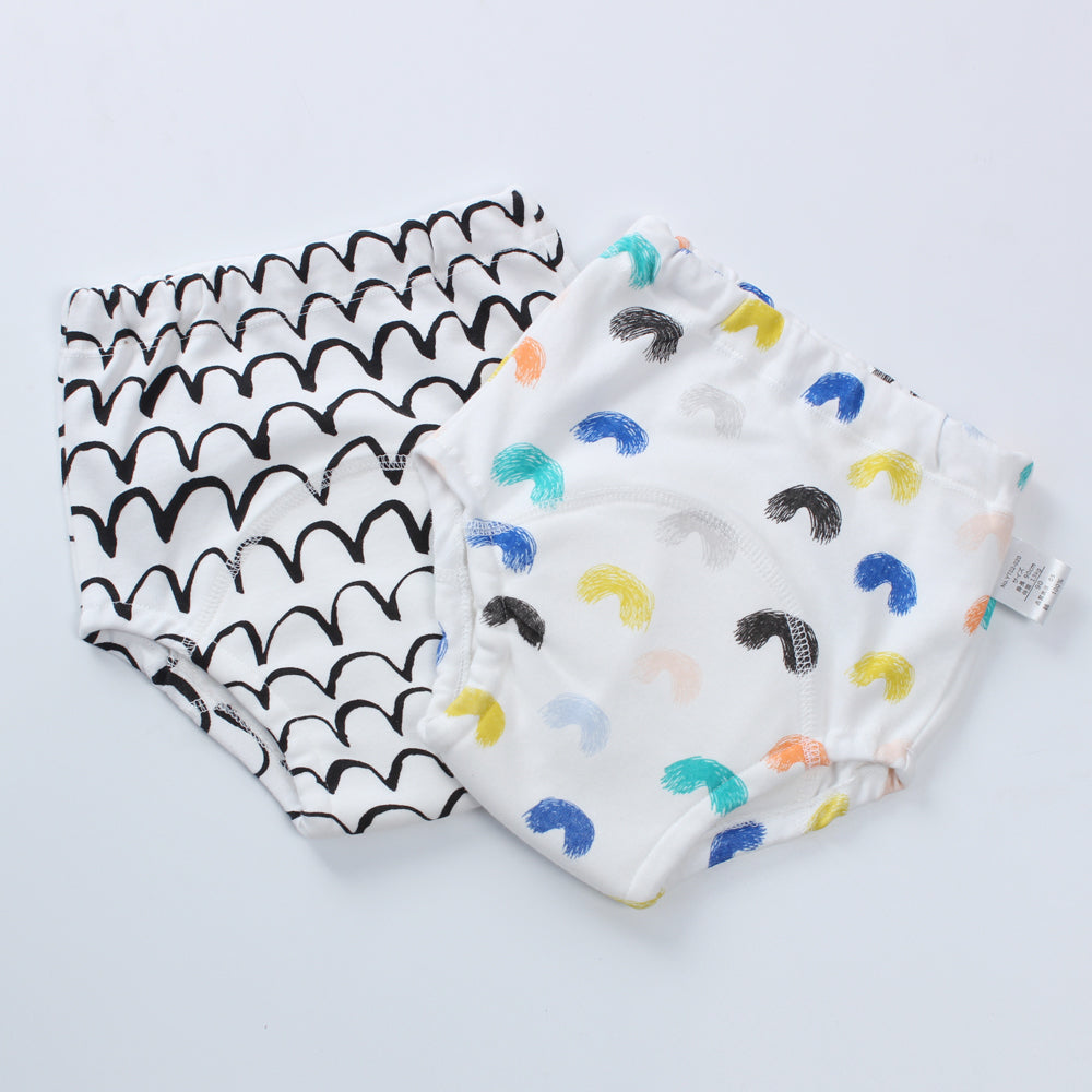 BRILBE トレーニングパンツ 4層 男の子 女の子  90 100 110 4枚組 おねしょ パンツ ガーゼ 防水層付 おねしょ ズボン 吸水性改良 おねしょ対策 通気性 トイトレ トレパン 布おむつ キッズ ベビー メッシュ素材 ブリルビー