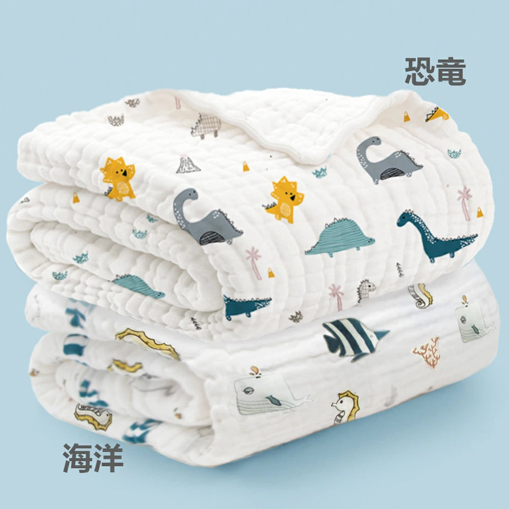 BRILBE 2枚組 ベビーバスタオル ガーゼ タオル バスタオル ガーゼケット 6重ガーゼ 110×110cm 天然有機コットン 湯上り 沐浴ガーゼ ドラーケット 吸水性 瞬間乾き 敏感肌用 赤ちゃん キッズ 子供 新生児に 出産祝い 大判