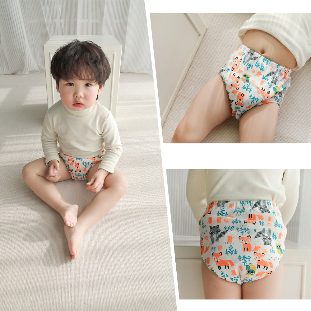 BRILBE トレーニングパンツ 6層 男の子 5枚組 おねしょ パンツ ガーゼ 防水層付 おねしょ ズボン おねしょ対策 通気性 トイトレ トレパン 布おむつ 女の子 キッズ ベビー ブリルビー