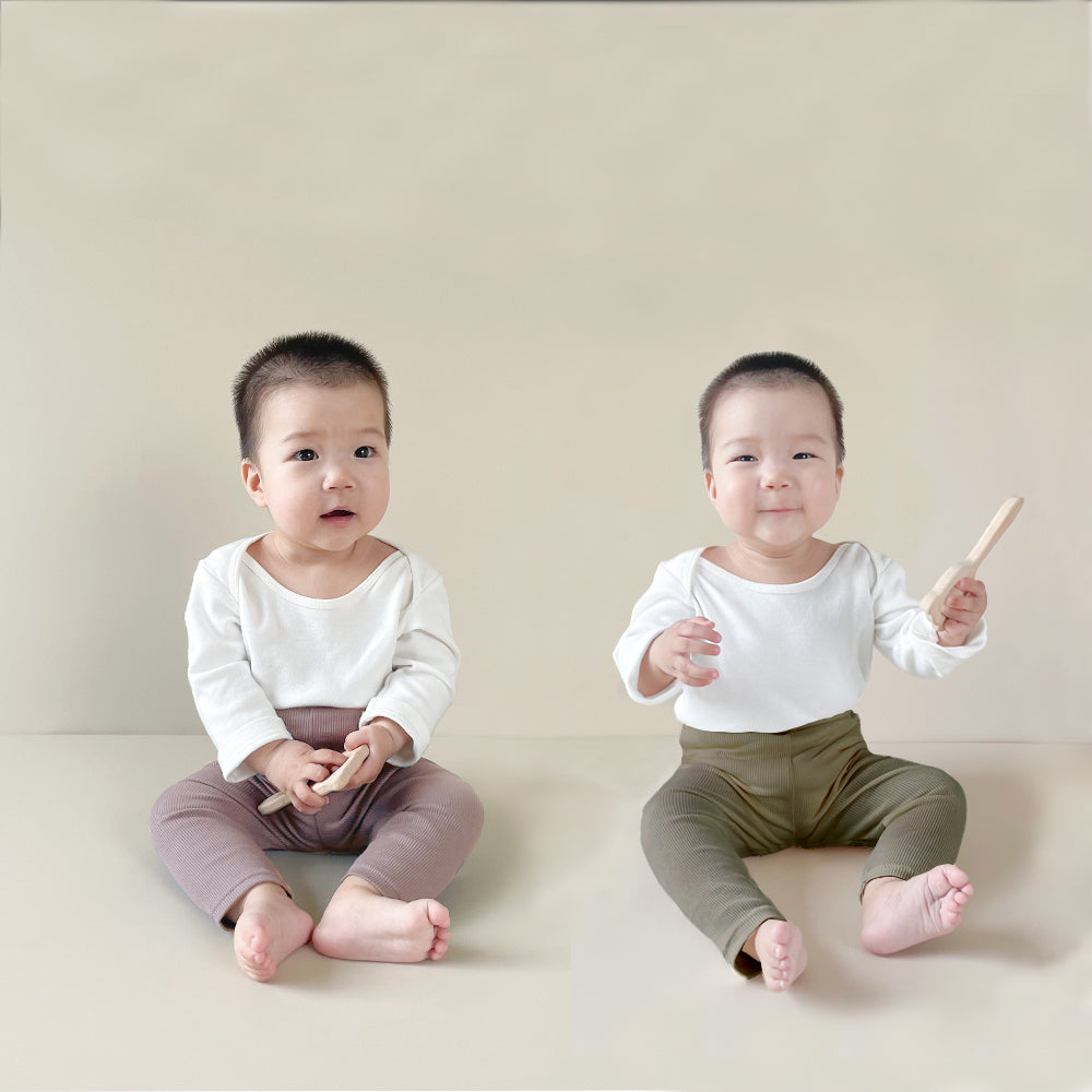 BRILBE くすみカラー 【2枚セット】 レギンス ベビー リブレギンス キッズ 春 入園 70 80 90 保育園 幼稚園 ズボン 履きやすい ストレッチパンツ