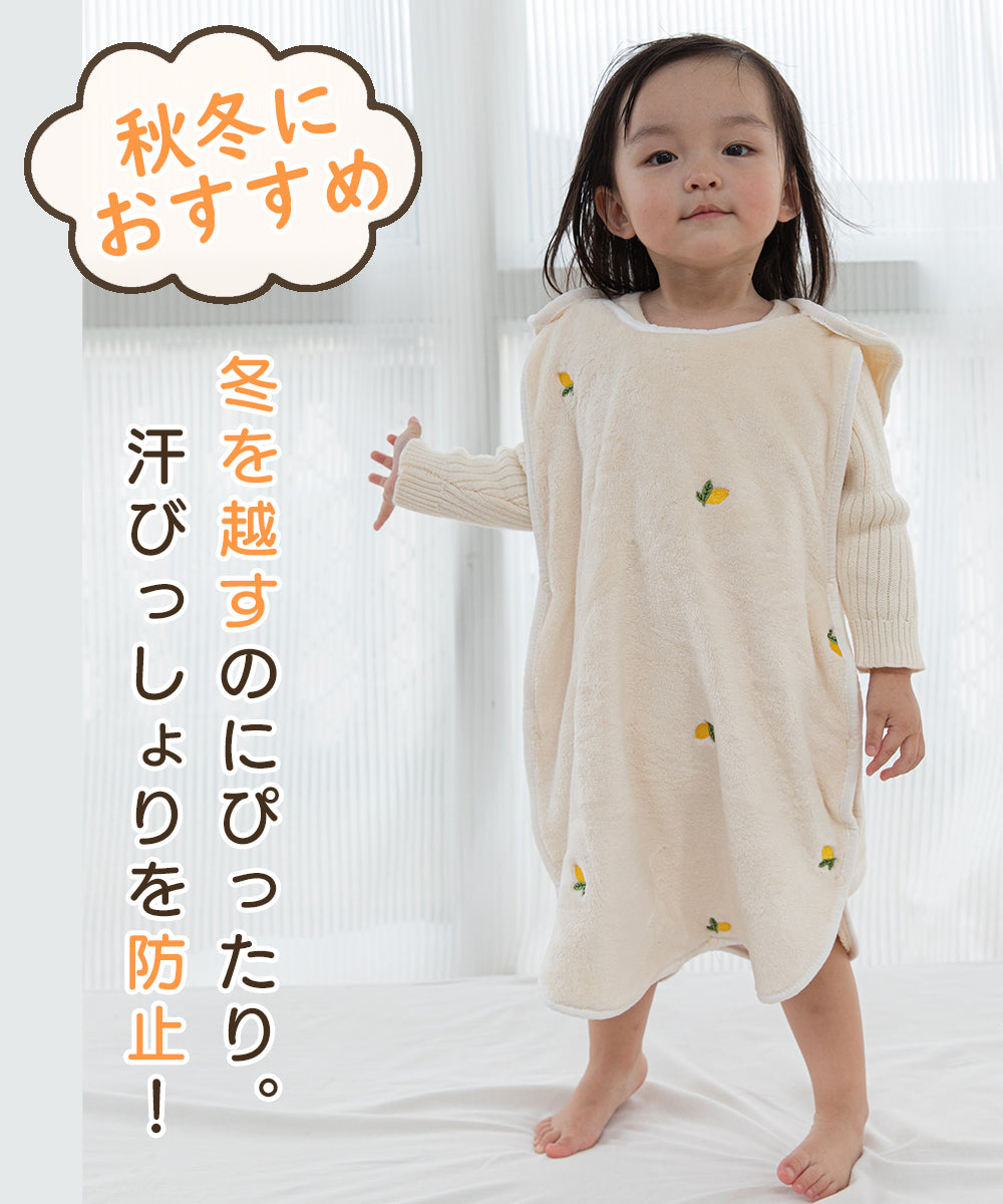 BRILBE ふんわり スリーパー キッズ 刺繍入り 内側 ガーゼスリーパー フリース 秋 冬 冬用 軽くてあったか 赤ちゃん 新生児 ベビー 横開き