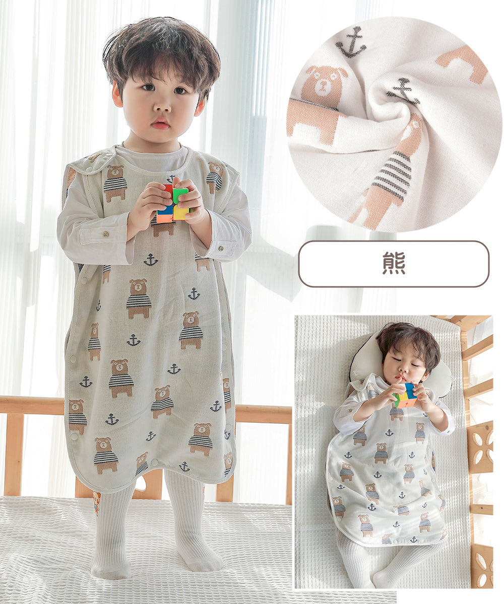 BRILBE スリーパー キッズ ガーゼ 6重 通年用 有機コットン 保温性 通気性抜群 柔らかく お昼寝 ベビー おくるみ ガーゼ 赤ちゃん キッズ 子供 新生児 出産祝い