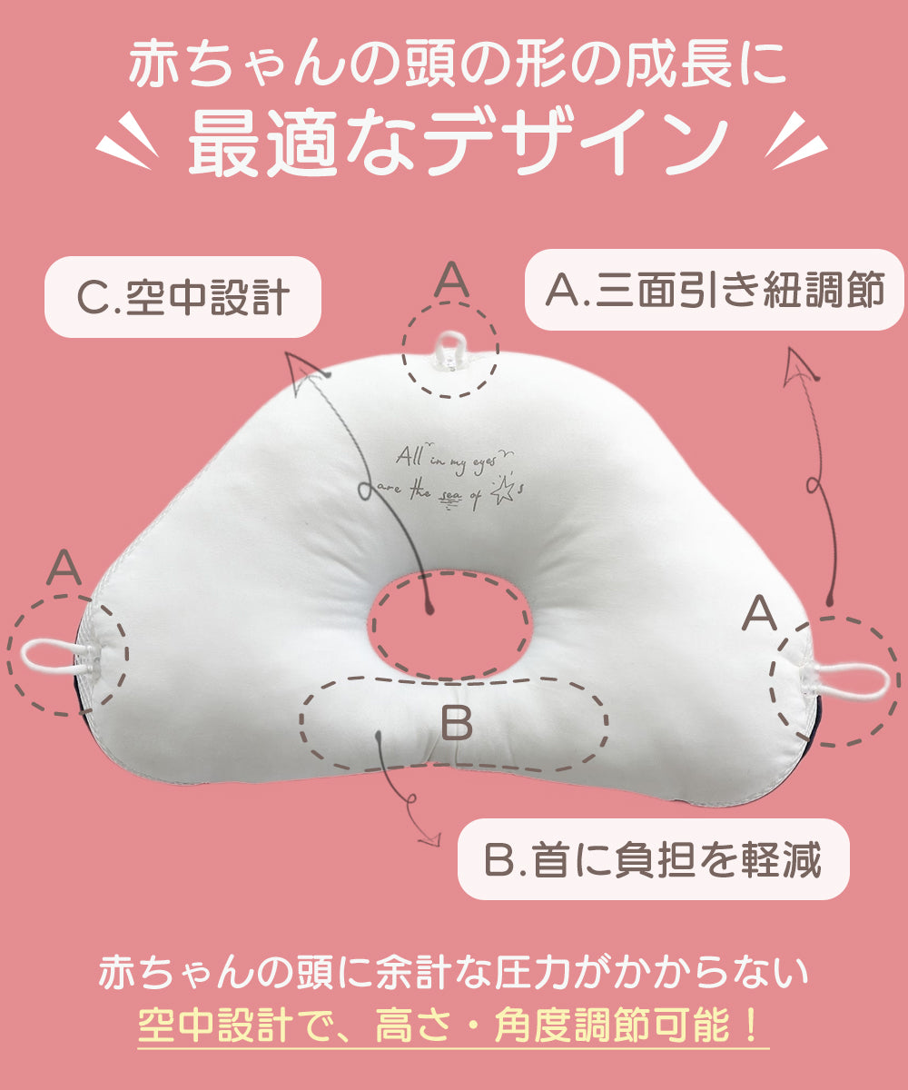 BRILBE まくら 赤ちゃん 新生児 枕 ベビー まくら 赤ちゃん 枕 0～36か月 対象 ベビー 絶壁防止 向き癖防止 絶壁頭 社頭 変形 猫背 寝姿強制 頭の形 ブリルビー