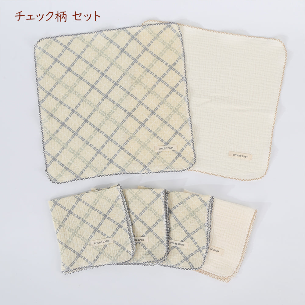 BRILBE 【2重ガーゼ】 ハンカチ 6枚セットガーゼハンカチ 綿100% 保育園用 沐浴 よだれ ふんわり セット ベビー 赤ちゃん 新生児 出産準備 プレゼント