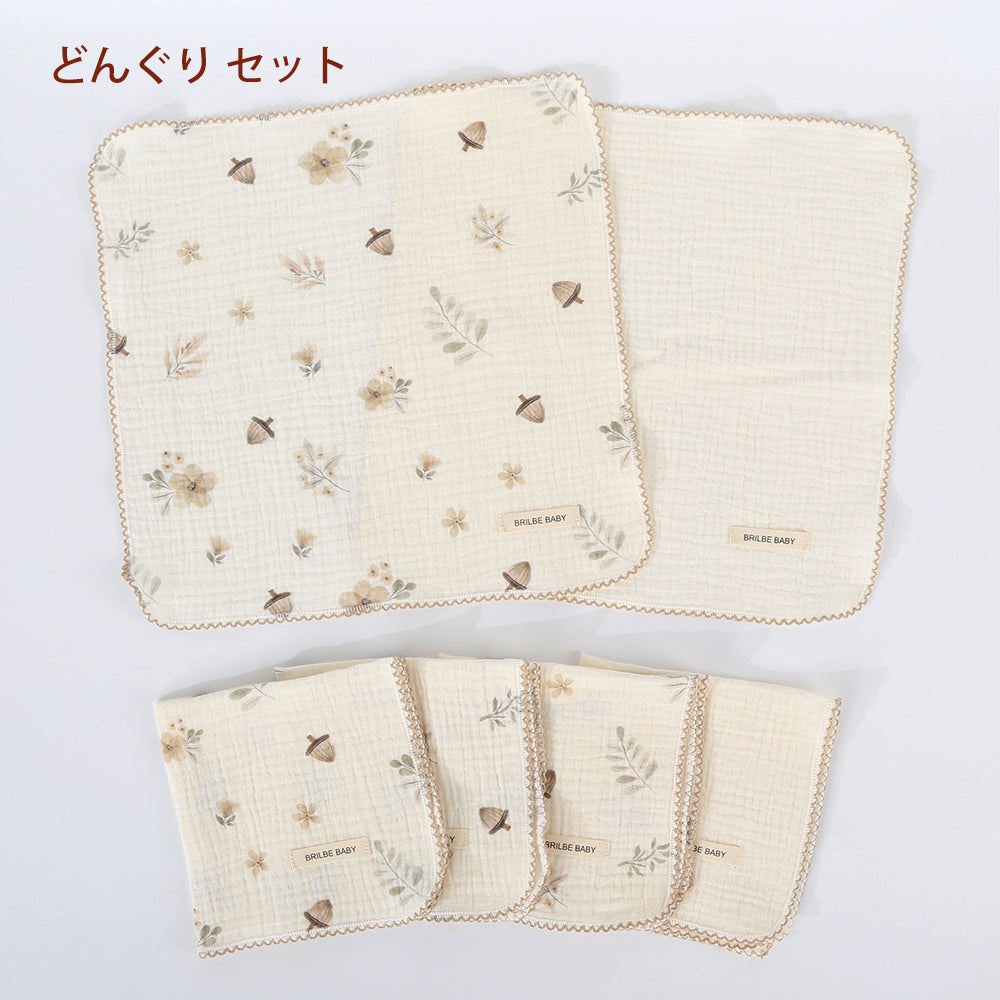 BRILBE 【2重ガーゼ】 ハンカチ 6枚セットガーゼハンカチ 綿100% 保育園用 沐浴 よだれ ふんわり セット ベビー 赤ちゃん 新生児 出産準備 プレゼント