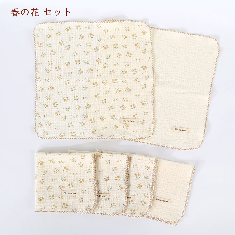 BRILBE 【2重ガーゼ】 ハンカチ 6枚セットガーゼハンカチ 綿100% 保育園用 沐浴 よだれ ふんわり セット ベビー 赤ちゃん 新生児 出産準備 プレゼント