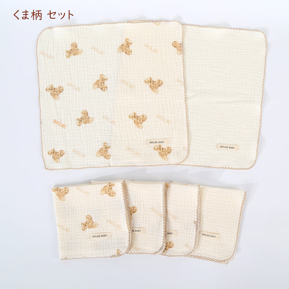 BRILBE 【2重ガーゼ】 ハンカチ 6枚セットガーゼハンカチ 綿100% 保育園用 沐浴 よだれ ふんわり セット ベビー 赤ちゃん 新生児 出産準備 プレゼント