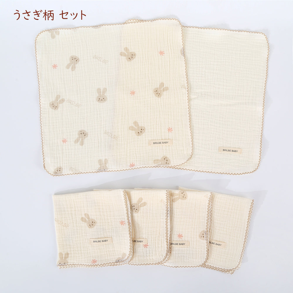 BRILBE 【2重ガーゼ】 ハンカチ 6枚セットガーゼハンカチ 綿100% 保育園用 沐浴 よだれ ふんわり セット ベビー 赤ちゃん 新生児 出産準備 プレゼント